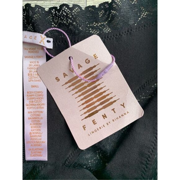 Savage X Fenty Cotton Essentials Lace-Trim Cheeky Panty Black Size S - Picture 8 of 10